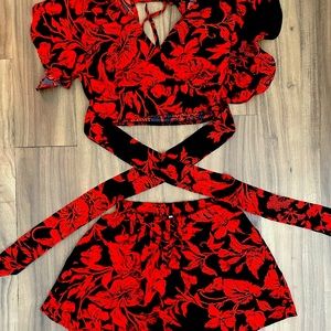 Black And Red Floral Set